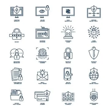 Collection of computer security concept Illustrazione stock