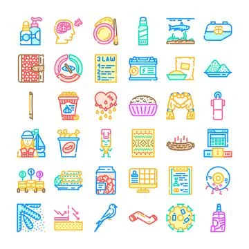 Collection of concept and object outline icons Illustrazione stock