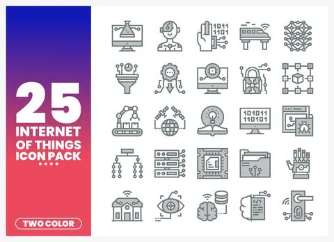 Collection of conceptual icons for Internet of Things technology with simpl.. Ilustração Stock