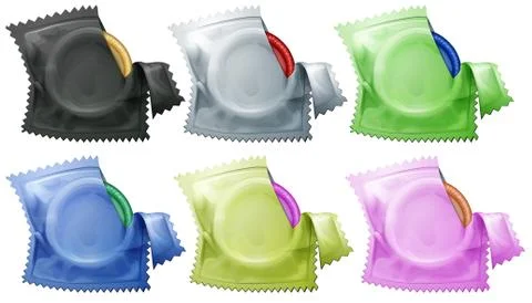 A collection of condoms Stock Illustration