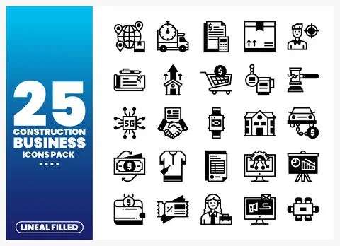 Collection of construction business icons for creative projects. Stock Illustration