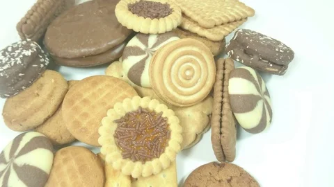 Collection of cookies and biscuit Stock Footage 89840367