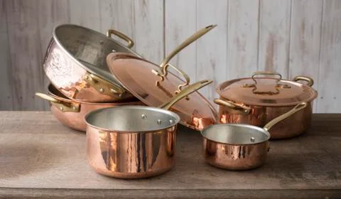 A Collection of Copper Cookware Stock Photos