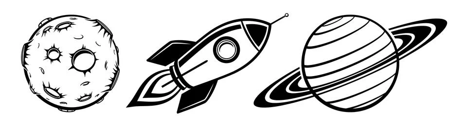 Collection of cosmic space object vector illustration Stock Illustration