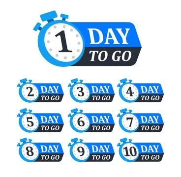 Collection of countdown badges showing numbers 1 to 10 days left, styled with Stock Illustration