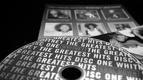 Collection of covers and cd inserts of the American singer and actress Whit.. Stock Photos