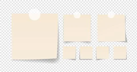 Collection of cream note papers or post stickers or post notes with curled .. Stock Illustration