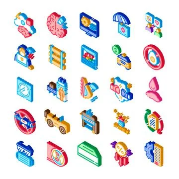 Collection creating web and app business technology icons 库存插图