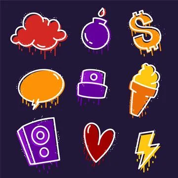 Collection of creative graffiti elements Illustrazione stock
