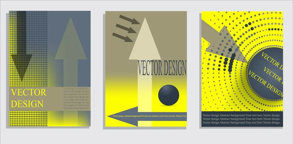 Collection of creative universal art postcards. Hand drawn texture. Trendy Stock Illustration