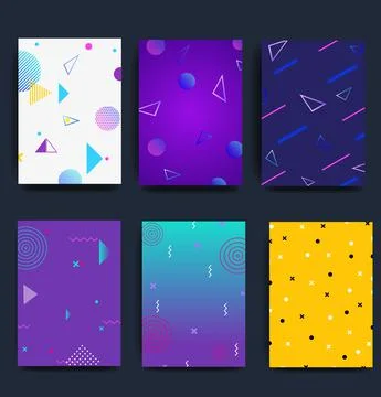 Collection of creative universal art postcards. Hand drawn texture. Trendy Stock Illustration