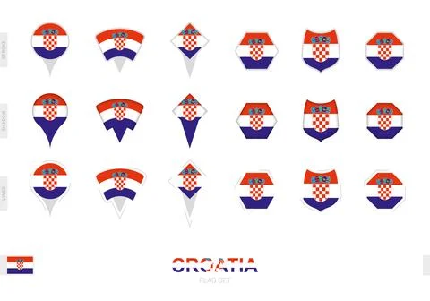Collection of the Croatia flag in different shapes and with three different.. Stock Illustration
