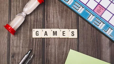 Collection cubes with games title Stock Photos