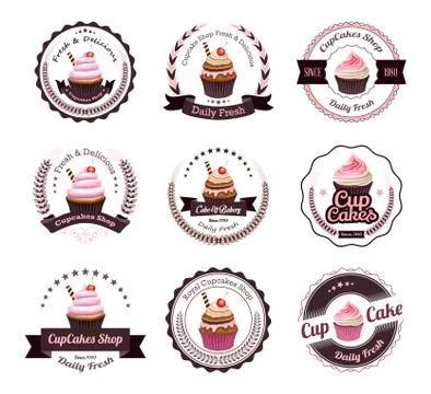 Collection of cupcake labels Stock Illustration