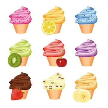 Collection of cupcakes Stock Illustration