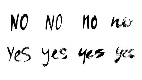 Collection of cursive ink hand drawn letters YES and NO Illustrazione stock