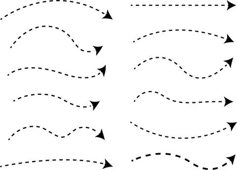 Collection of Curved and Wavy Dashed Arrow Paths 스톡 일러스트