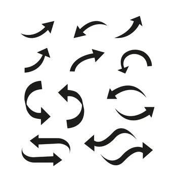 Collection of curved arrows Stock Illustration