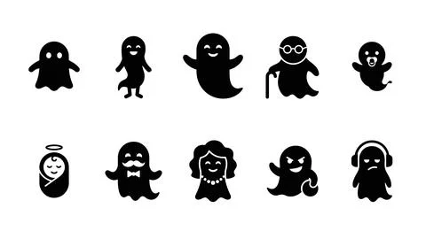Collection of cute and spooky ghost icons for halloween celebrations. Stock Illustration