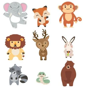 Collection Of Cute Animals Design Illustrazione stock