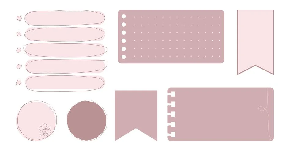 Collection of Cute Blank paper notes for to-do list, Daily and Weekly Planner. Ilustración de archivo