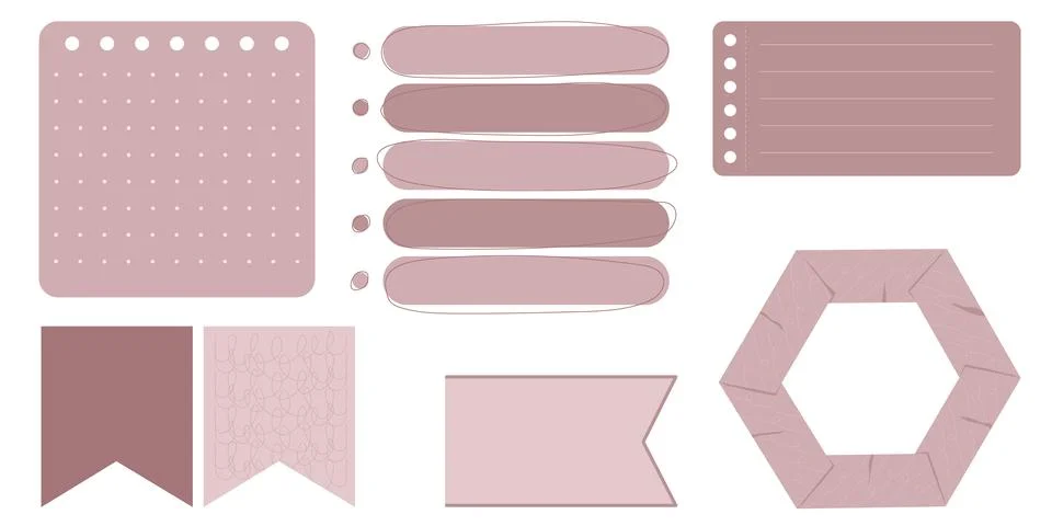 Collection of Cute Blank paper notes for to-do list, Daily and Weekly Planner. Stock Illustration