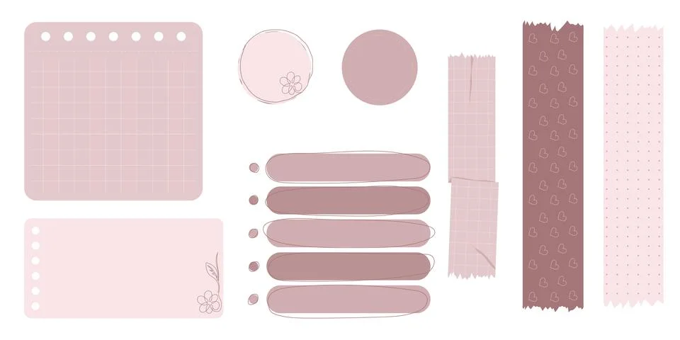 Collection of Cute Blank paper notes for to-do list, Daily and Weekly Planner. Ilustración de archivo