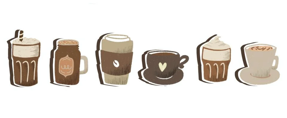 Collection of cute coffee Stock Photos
