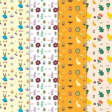 Collection of cute easter patterns 스톡 일러스트