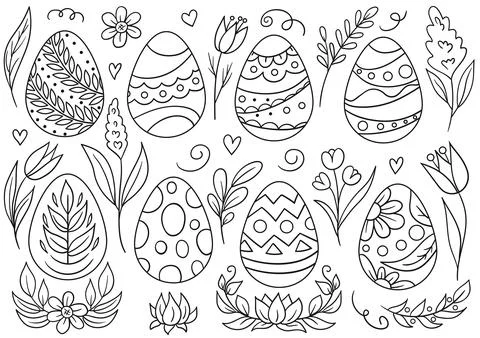 Collection of cute Easter vector illustrations Stock Illustration