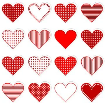 Collection of cute hearts stickers Stock Illustration