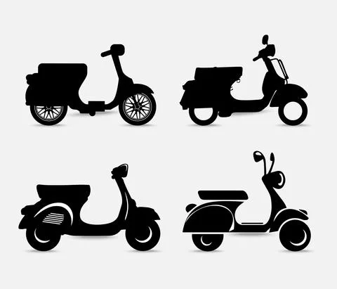 Collection of cute motorcycles vector design. Silhouette of motorcycles Stock Illustration