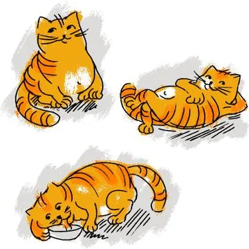 Collection of cute red cat vector set Stock Illustration