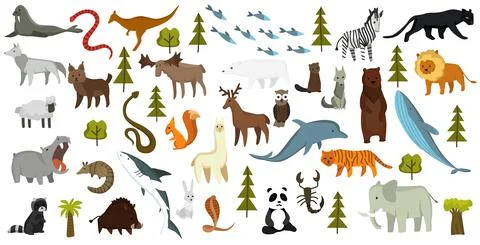 Collection of cute vector animals. Hand drawn animals which are common in イラスト素材
