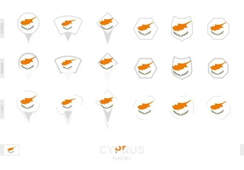 Collection of the Cyprus flag in different shapes and with three different .. Stock Illustration