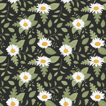 Collection daisy flower seamless pattern for print Stock Illustration