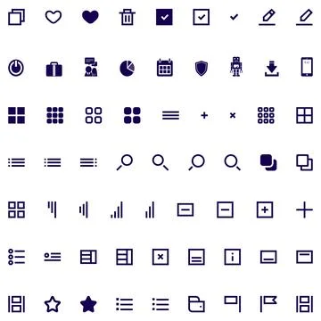 Collection of dark blue user interface icons and symbols assortment Illustrazione stock