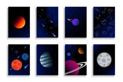 Collection of dark blue vector creative covers, templates, placards, brochures Иллюстрация