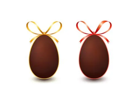 Collection of dark chocolate easter eggs with ribbons and bows Stock Illustration