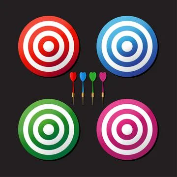 Collection of Dartboard vector illustration. Realistic dart design vector Stock Illustration