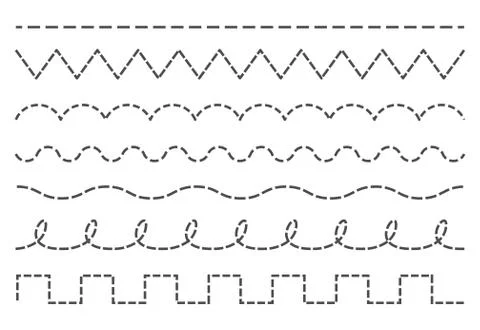Collection of dash line stroke vector set - Vector illustration Stock Illustration