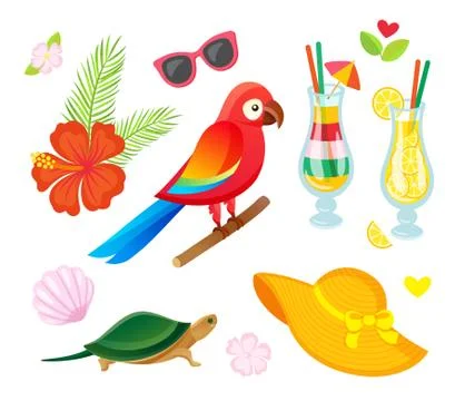 Collection for Decoration, Summer Elements Vector Stock Illustration