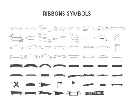 Collection of decorative design elements - ribbons, pennants, badges, stickers イラスト素材