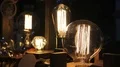Collection of decorative Edison light bulbs, vintage objects, creative design HD Footage