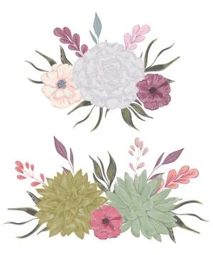 Collection decorative floral design elements for wedding invitations and card Stock Illustration