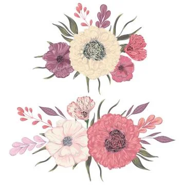 Collection decorative floral design elements for wedding invitations and card Illustrazione stock
