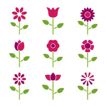 Collection of Decorative Flower Vector Illustrations Illustrazione stock