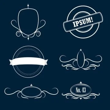 Collection of decorative frames and emblems Stock Illustration