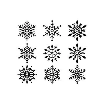 Collection of Decorative Snowflake Icons. Vector icon. Stock Illustration