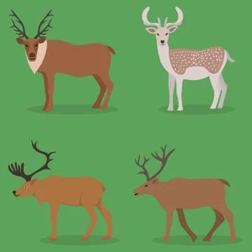 Collection of deer in a flat design Stock Illustration